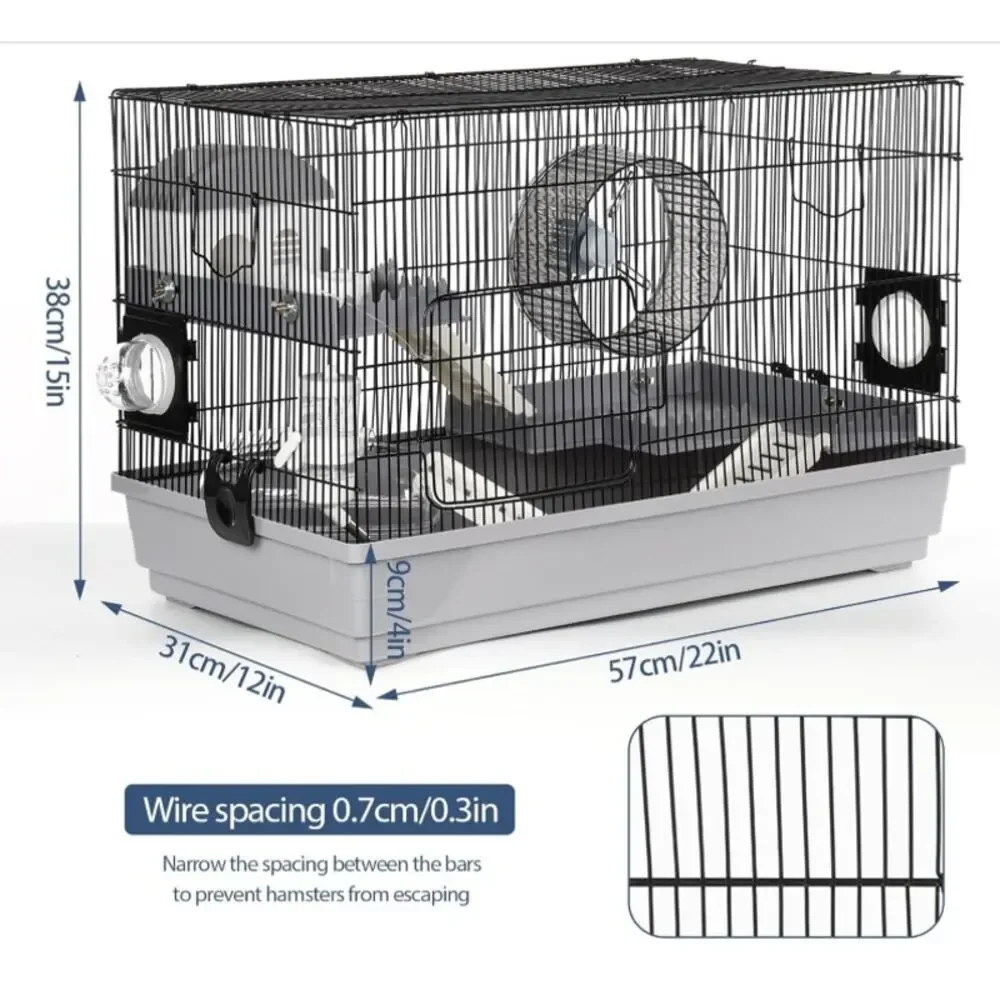 3-Tier Hamster Cage Starter Kit 22” w/Wheel House Bottle Tub Open Box